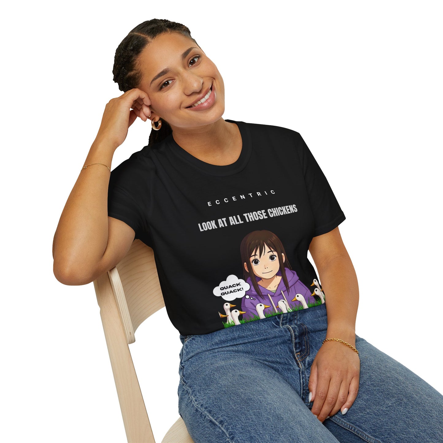 Eccentric Chicken Lover Unisex Softstyle T-Shirt – Perfect for Animal Enthusiasts