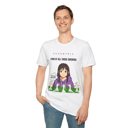 Eccentric Chicken Lover Unisex Softstyle T-Shirt – Perfect for Animal Enthusiasts